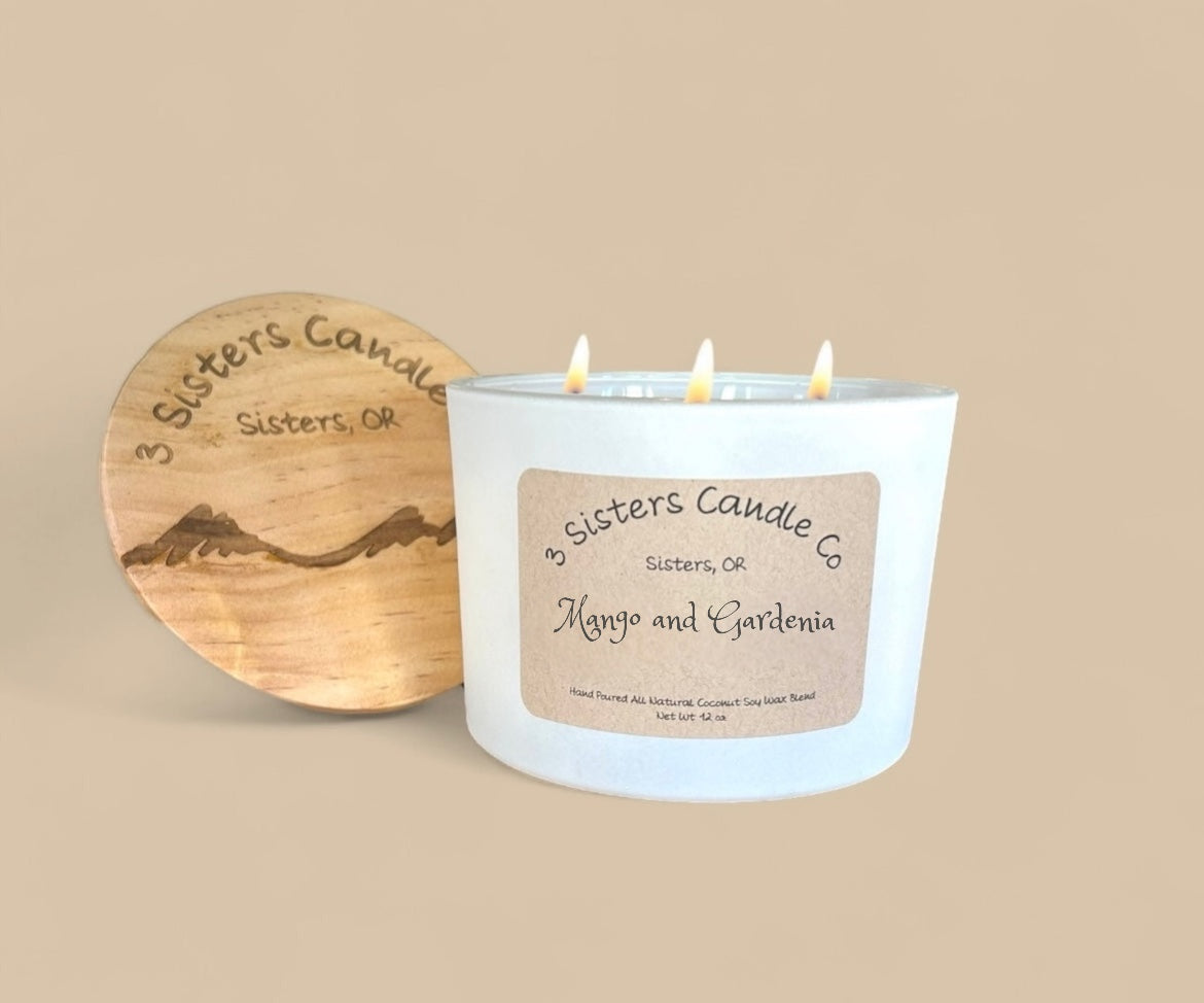 Mango and Gardenia- Large 3 Wick 12 oz Candle
