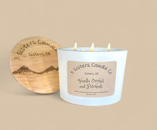 Vanilla Orchid and Patchouli- Large 3 Wick 12 oz Candle